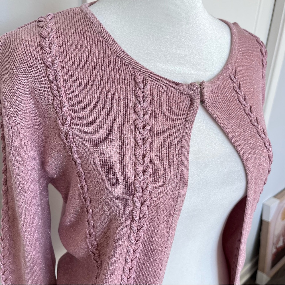 Joseph Blush Pink Braided-Trim Knit Cardigan